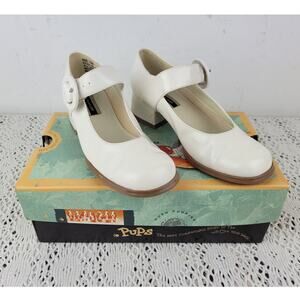 Vintage 90's Hush Puppies White Communion Easter Big Girls Kids Shoes Size 13